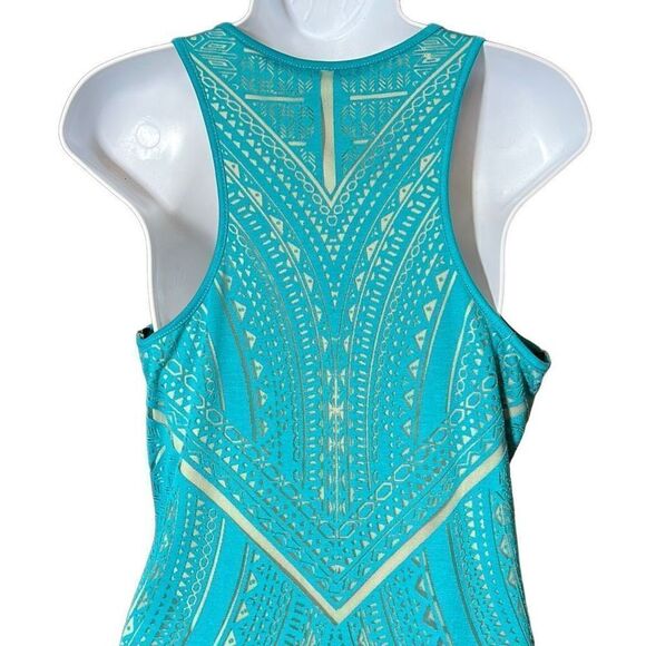 Mossimo Women's Sleeveless Perforated Geometric Line Aqua Blue Midi Dress M - Picture 5 of 10